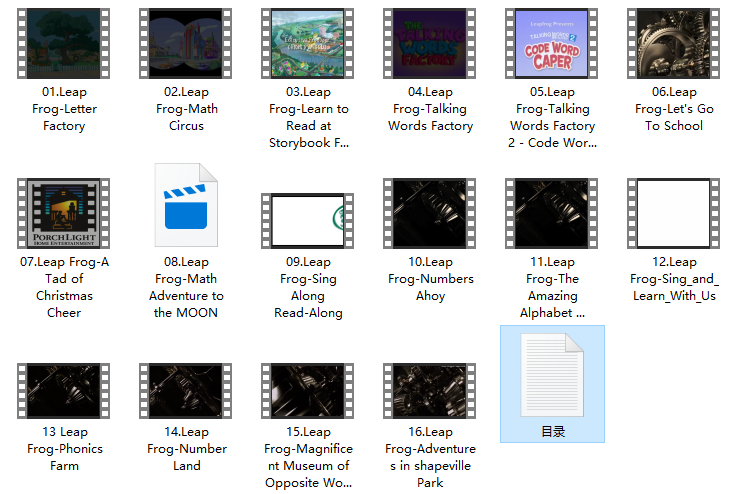 Phonics教学视频Leap frog 16集（视频+练习册+音频）