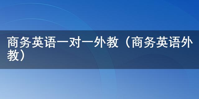 一对一外教几岁：商务英语一对一外教，提供专业商务英语外教服务